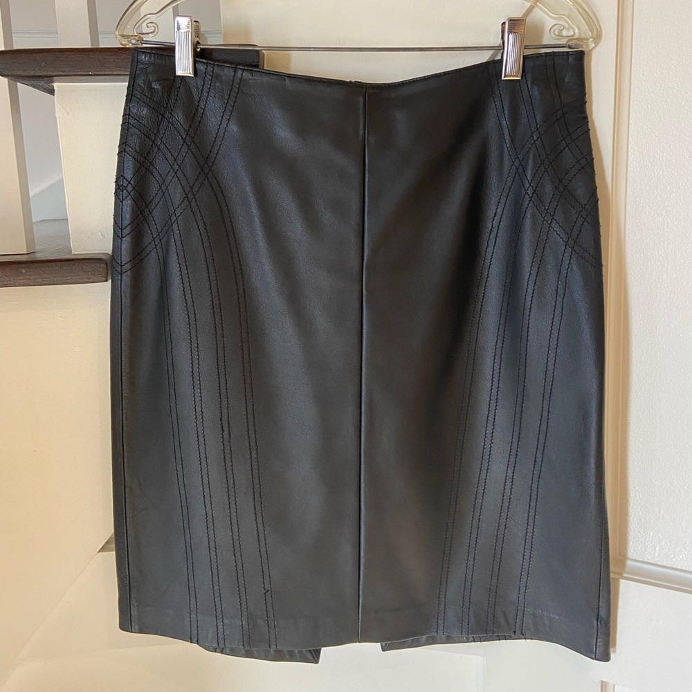 Context Black Leather Pencil Skirt